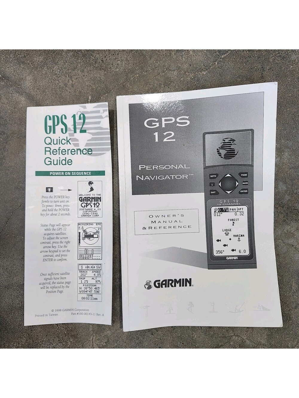Garmin GPS 12 Personal Navigator Owners Manual & Quick Reference Guide